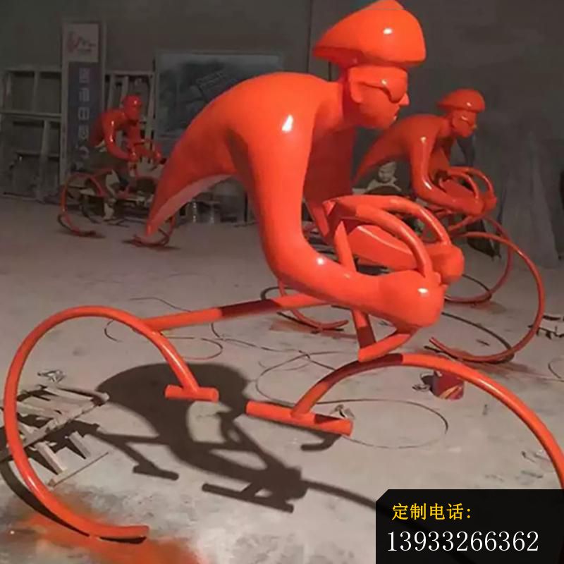 广场不锈钢骑车人物景观雕塑_800*800