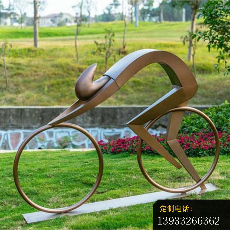 广场不锈钢骑自行车抽象雕塑_800*800