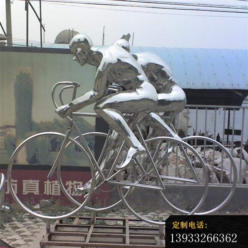 公园不锈钢骑自行车景观摆件雕塑_800*800