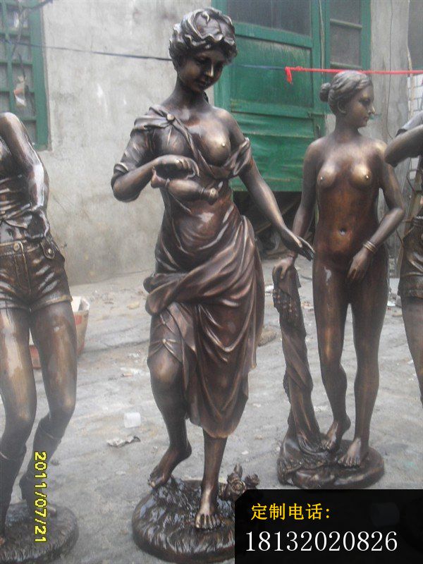 西方美女雕塑玻璃钢仿铜人物雕塑 (3)_600*800
