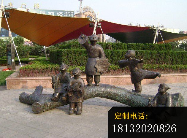 小孩放风筝铜雕公园景观铜雕_630*465