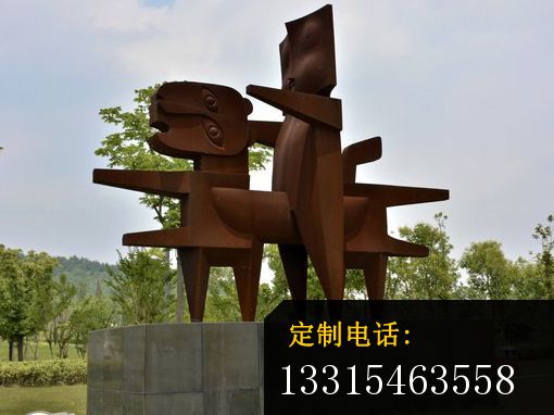 公园不锈钢抽象小孩雕塑_510*382