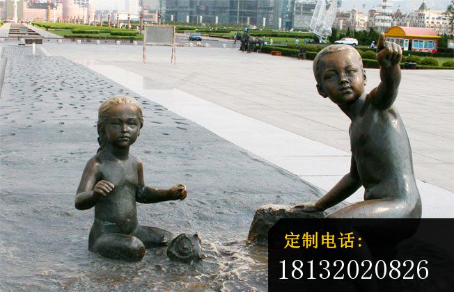 小孩玩耍铜雕广场人物雕塑_652*420