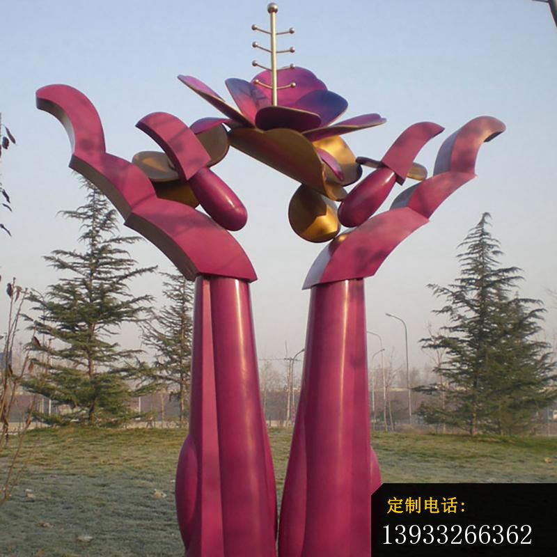 公园不锈钢手托太阳花景观摆件雕塑_800*800
