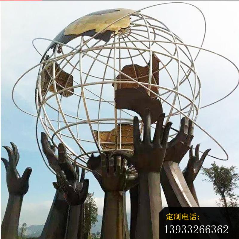 公园不锈钢手托圆球景观雕塑_800*800