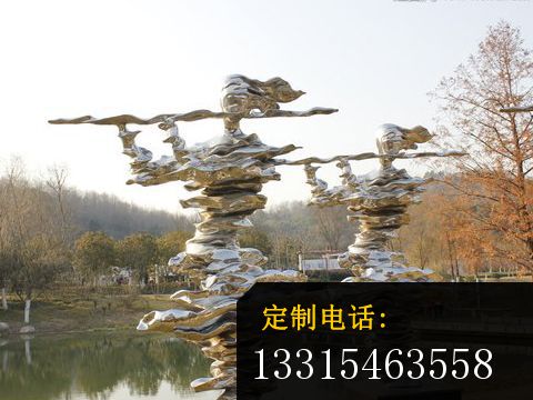 不锈钢吹笛子雕塑，不锈钢抽象人物雕塑_480*360