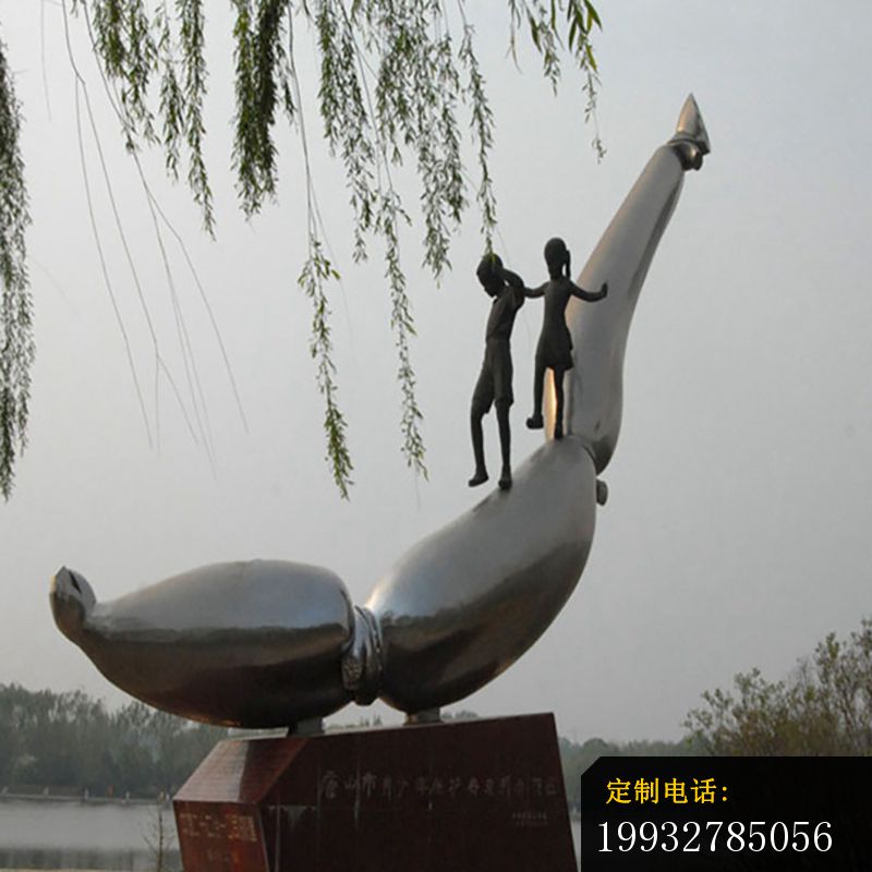 不锈钢站在海豚情侣  广场景观雕塑 (1)_800*800