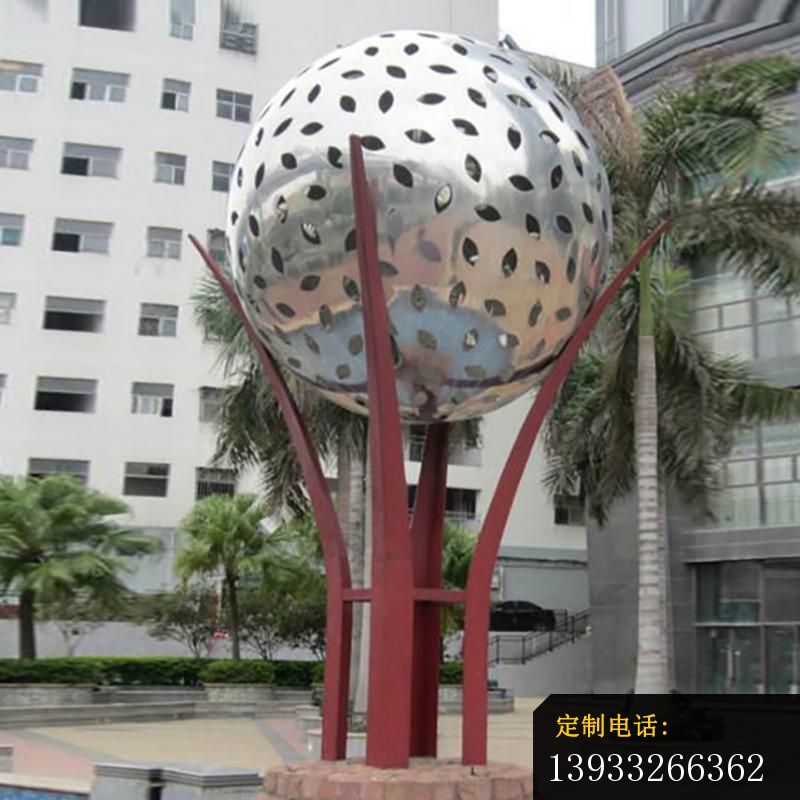 不锈钢树叶镂空球雕塑_800*800