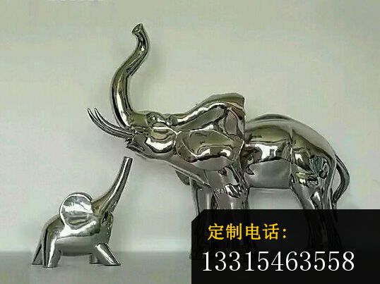 公园不锈钢母子象雕塑_538*403