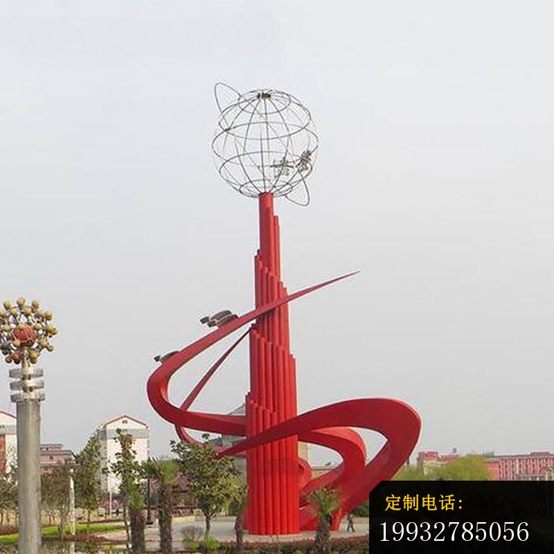 抽象创意红色广场景观雕塑，不锈钢雕塑_800*800