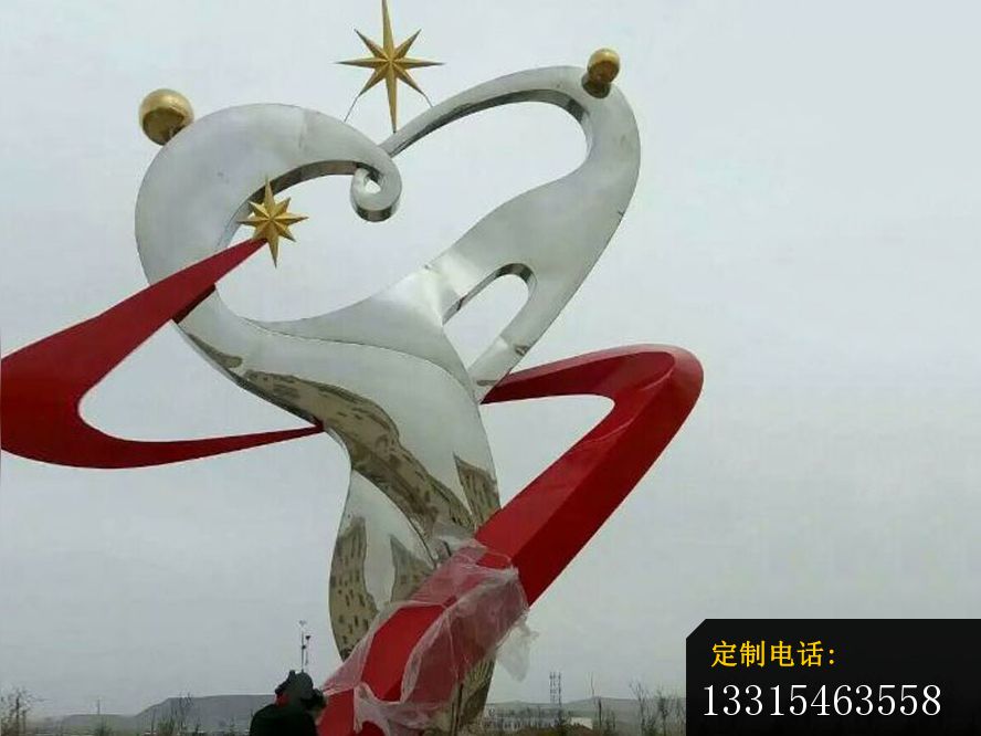 广场不锈钢抽象太阳景观雕塑_888*666