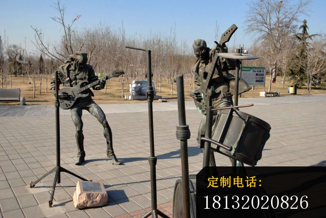 摇滚演奏雕塑公园小品景观铜雕_670*448