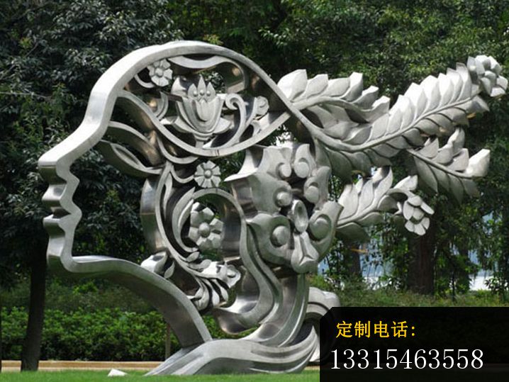 公园不锈钢雕刻美女   景观雕塑_718*539