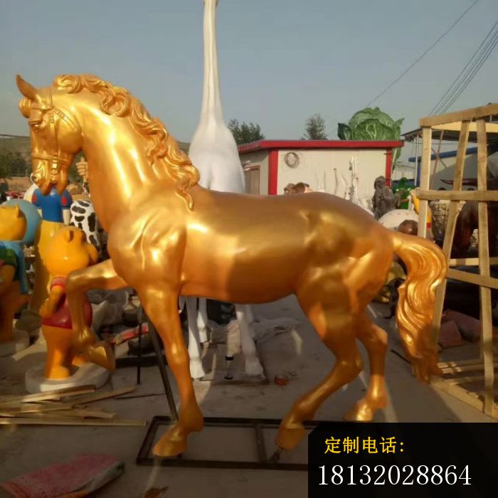 黄铜色马雕塑 (2)_700*700