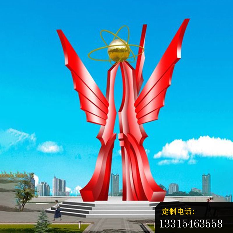 企业不锈钢共筑辉煌雕塑_800*800