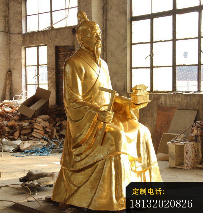 铸铜鲁班雕塑古代人物铜雕_700*734
