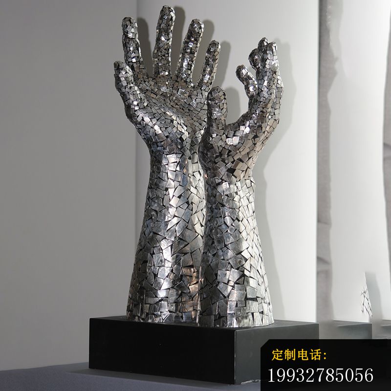 不锈钢双手雕塑，创意雕塑_800*800