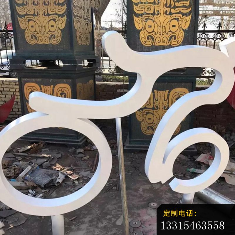 公园不锈钢抽象骑车运动雕塑_800*800