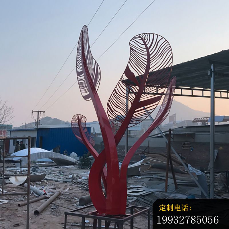 不锈钢枫叶羽毛雕塑 公园景观雕塑_800*800