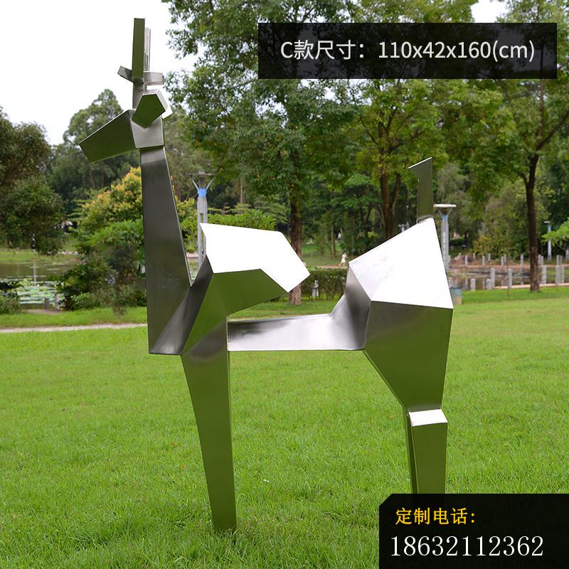 抽象几何鹿公园雕塑 (1)_800*800
