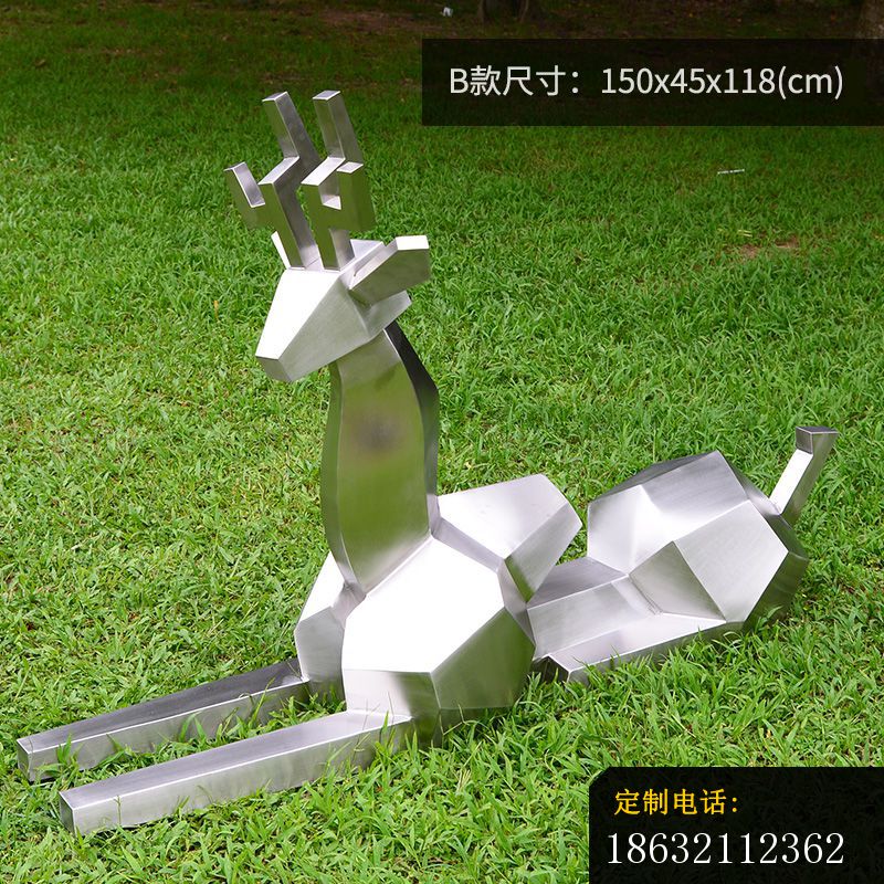 抽象几何鹿公园雕塑 (2)_800*800