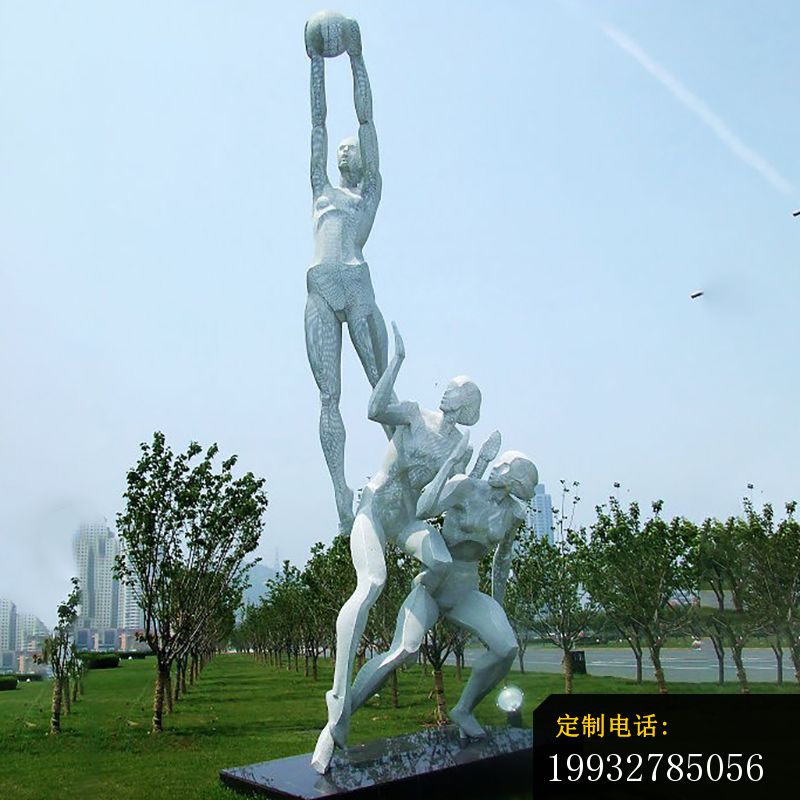不锈钢打篮球雕塑，公园不锈钢人物雕塑_800*800