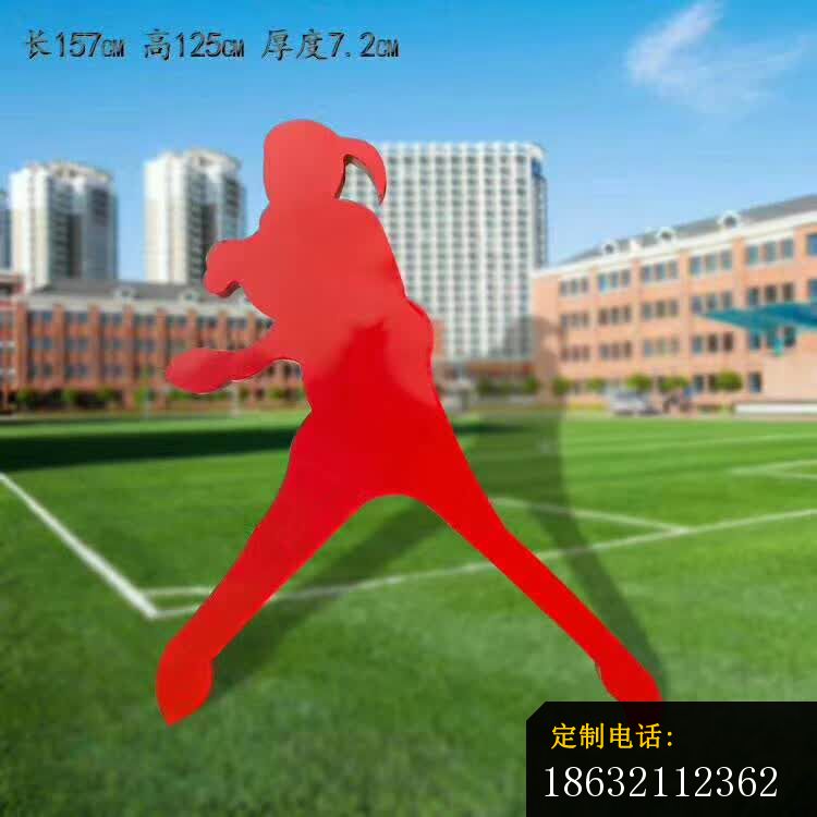 抽象打乒乓球人物剪影铜雕_750*750