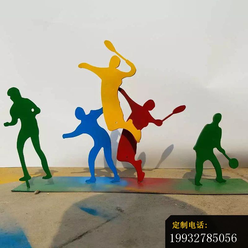 不锈钢打羽毛球雕塑，抽象人物不锈钢雕塑_800*800