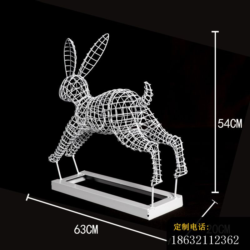 跳跃的不锈钢镂空兔子雕塑 (5)_800*800