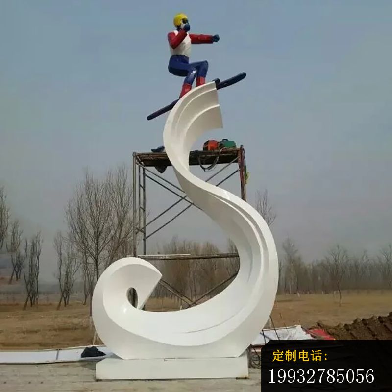 不锈钢滑雪雕塑，广场不锈钢运动雕塑_800*800