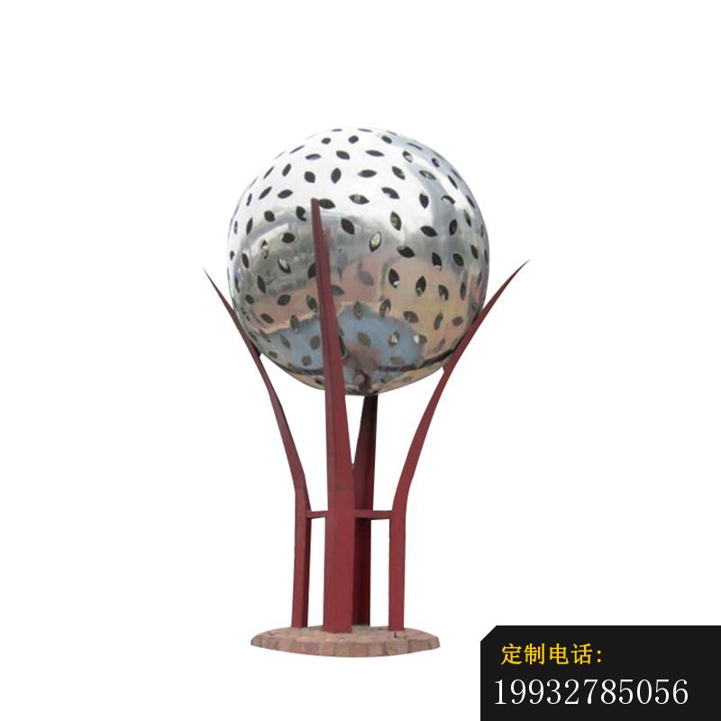 不锈钢树叶镂空球雕塑，校园景观摆件_800*800