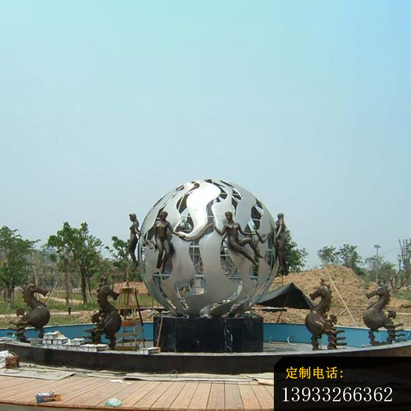 广场不锈钢圆球喷泉景观雕塑_800*800