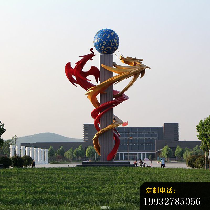 龙凤戏珠不锈钢雕塑，广场不锈钢龙凤戏珠雕塑_800*800