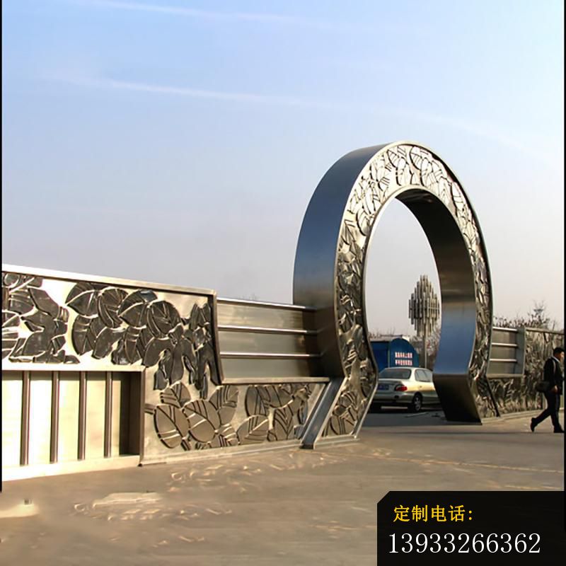 企业不锈钢圆形拱门景观雕塑_800*800