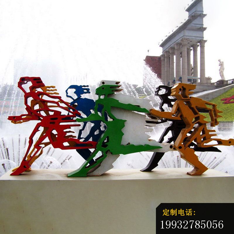 跑步雕塑，不锈钢烤漆抽象人物_800*800