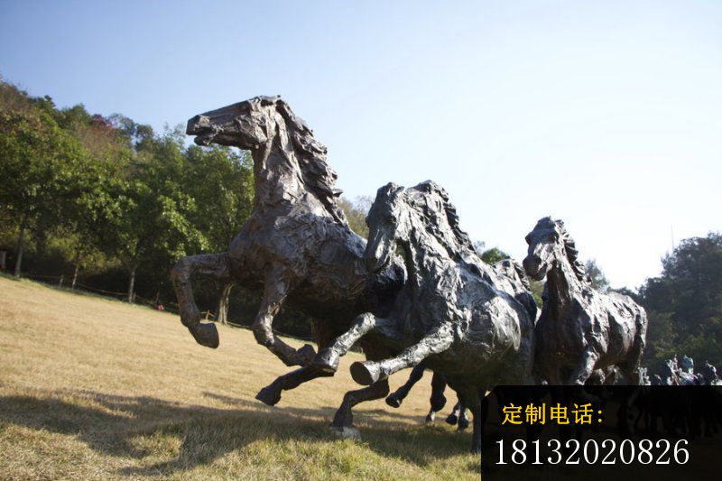 奔跑的马群铜雕，公园动物铜雕_800*533