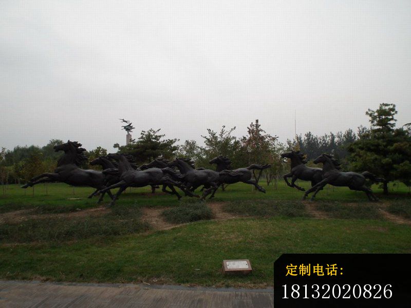 奔跑的马群铜雕，公园动物铜雕 (2)_800*600