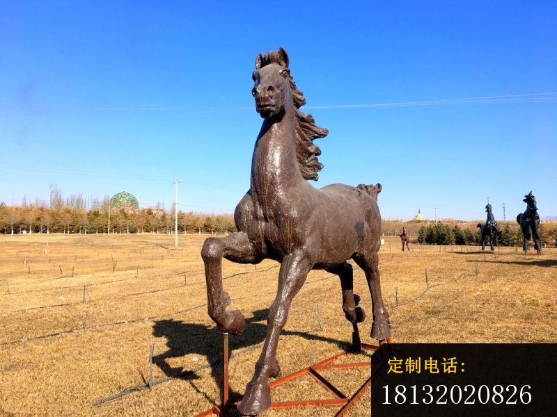 奔跑的马铜雕，公园动物铜雕 (2)_800*600