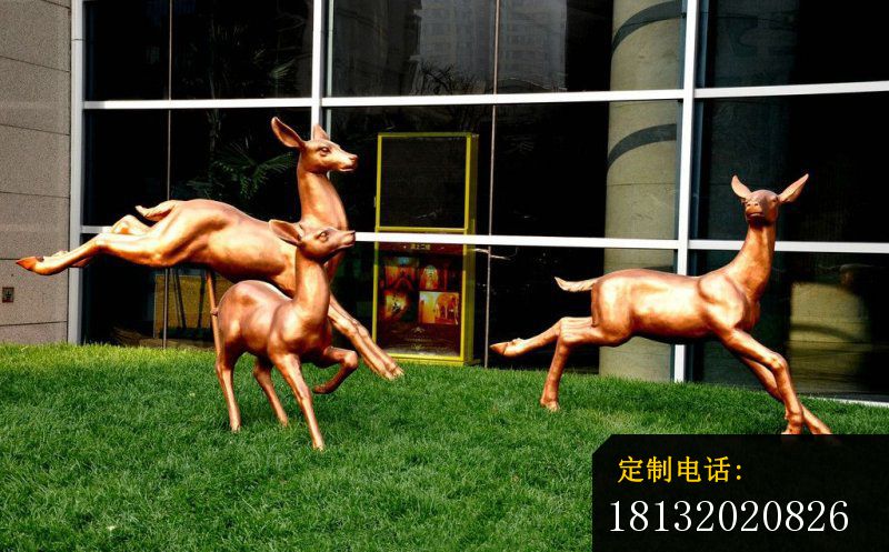 奔跑的小鹿铜雕，公园动物铜雕_800*497