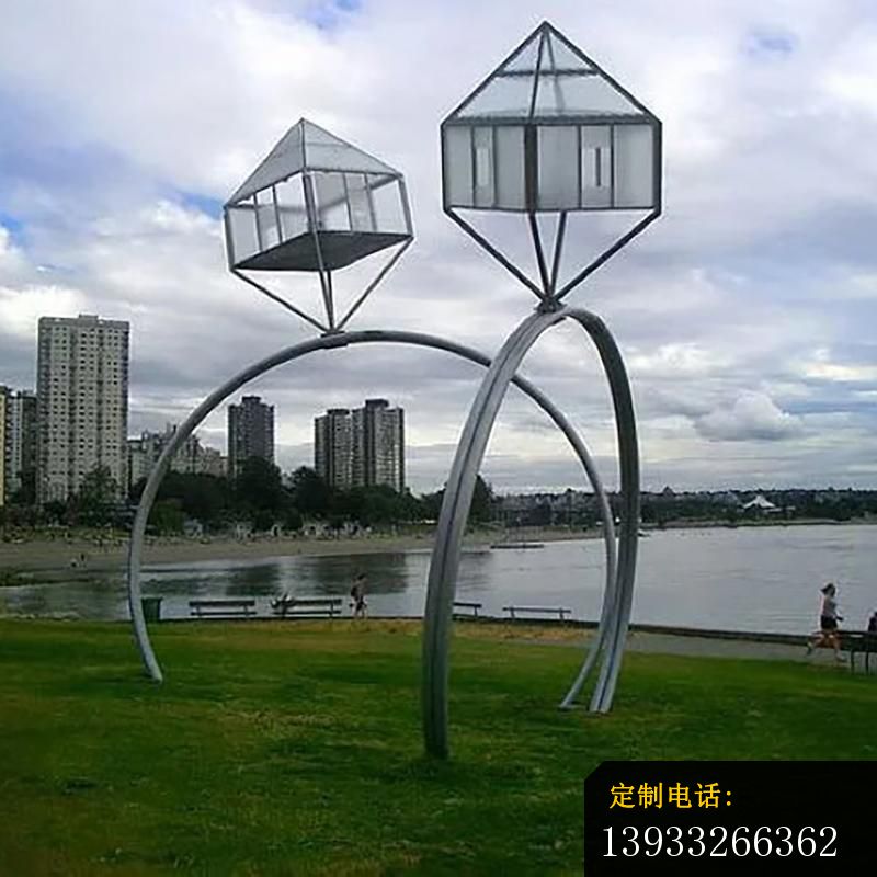公园不锈钢钻戒景观雕塑_800*800