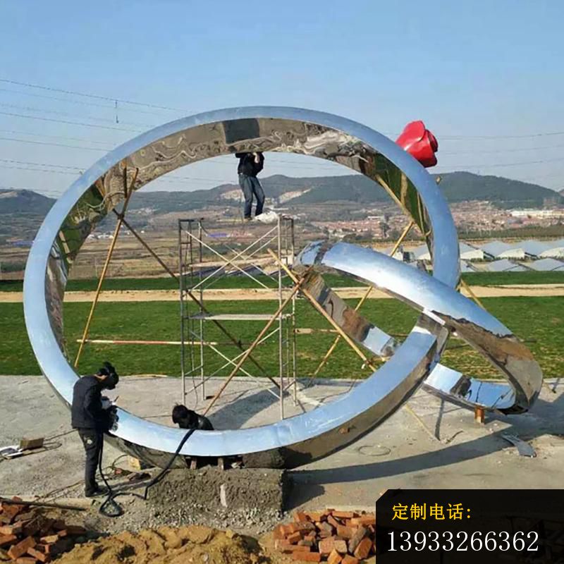 公园不锈钢钻戒相接景观雕塑_800*800