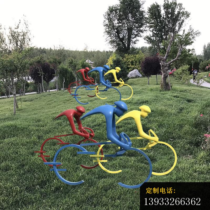 公园不锈钢抽象骑自行车运动人物雕塑_800*800