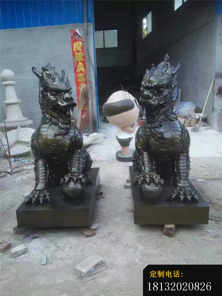 踩球麒麟铜雕，古代神兽铜雕，门口铜雕麒麟_750*1000