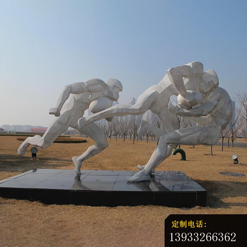 公园不锈钢橄榄球运动雕塑_800*800