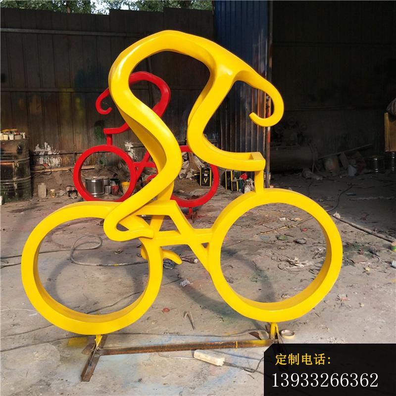 不锈钢公园单车运动人物雕塑_800*800