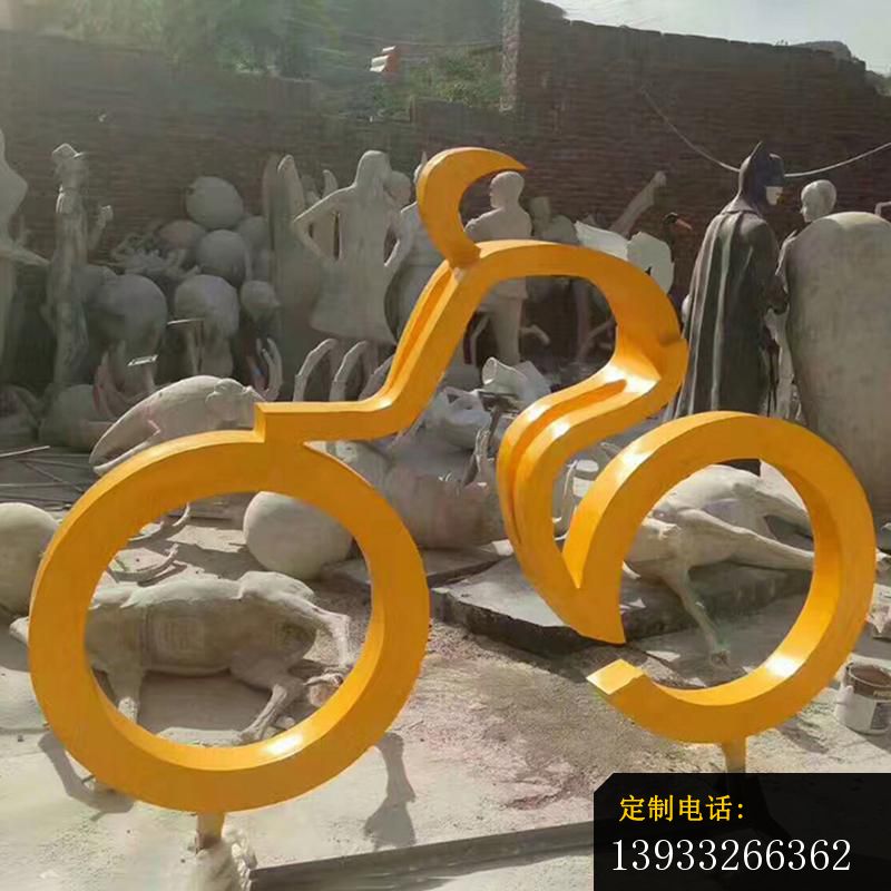 公园不锈钢骑单车运动人物景观雕塑_800*800