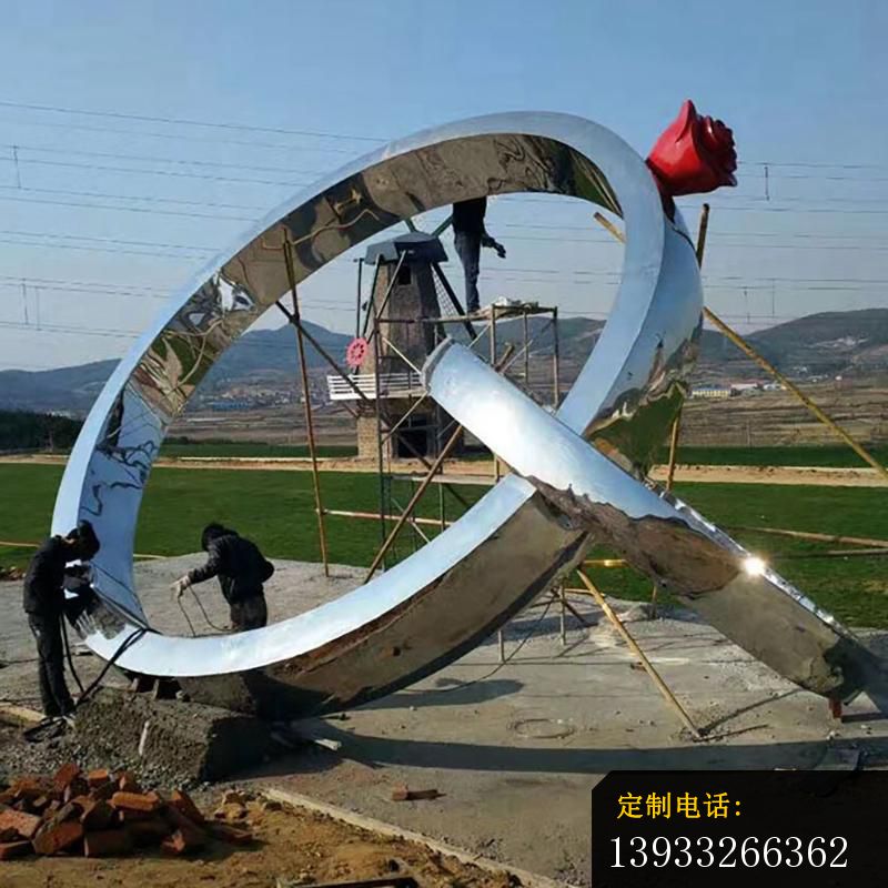 公园不锈钢婚戒景观摆件雕塑_800*800