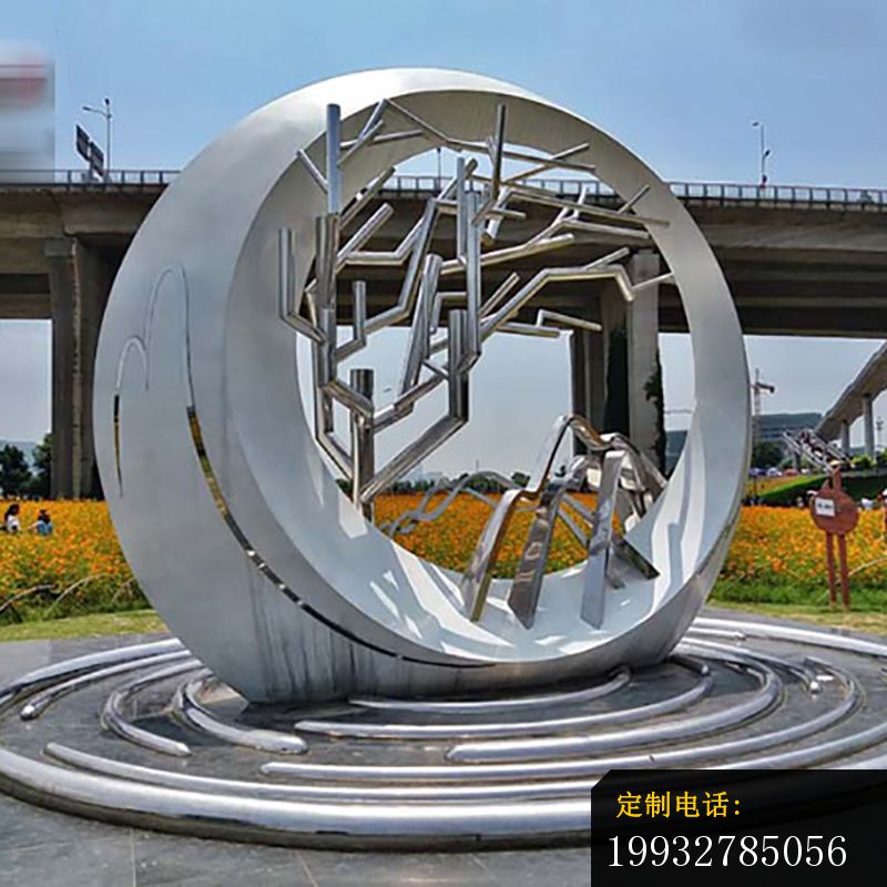 不锈钢抽象花环  广场景观雕塑_800*800