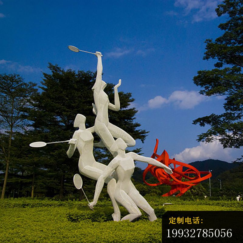 不锈钢人物雕塑，打羽毛球雕塑_800*800