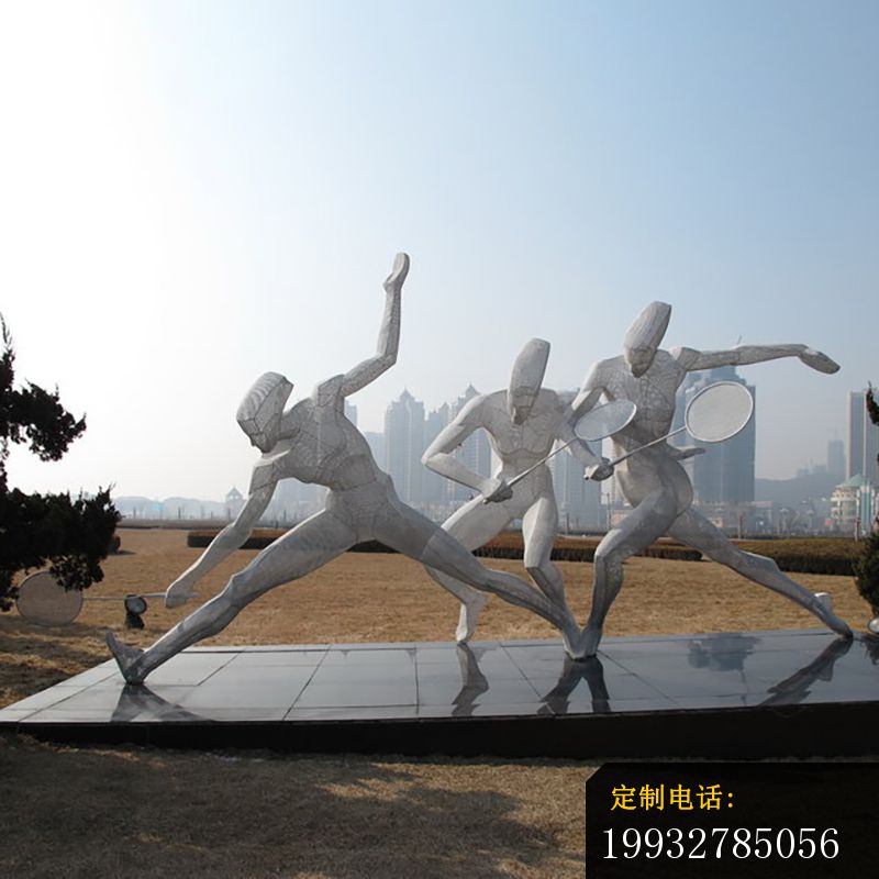 打羽毛球雕塑，不锈钢抽象人物_800*800